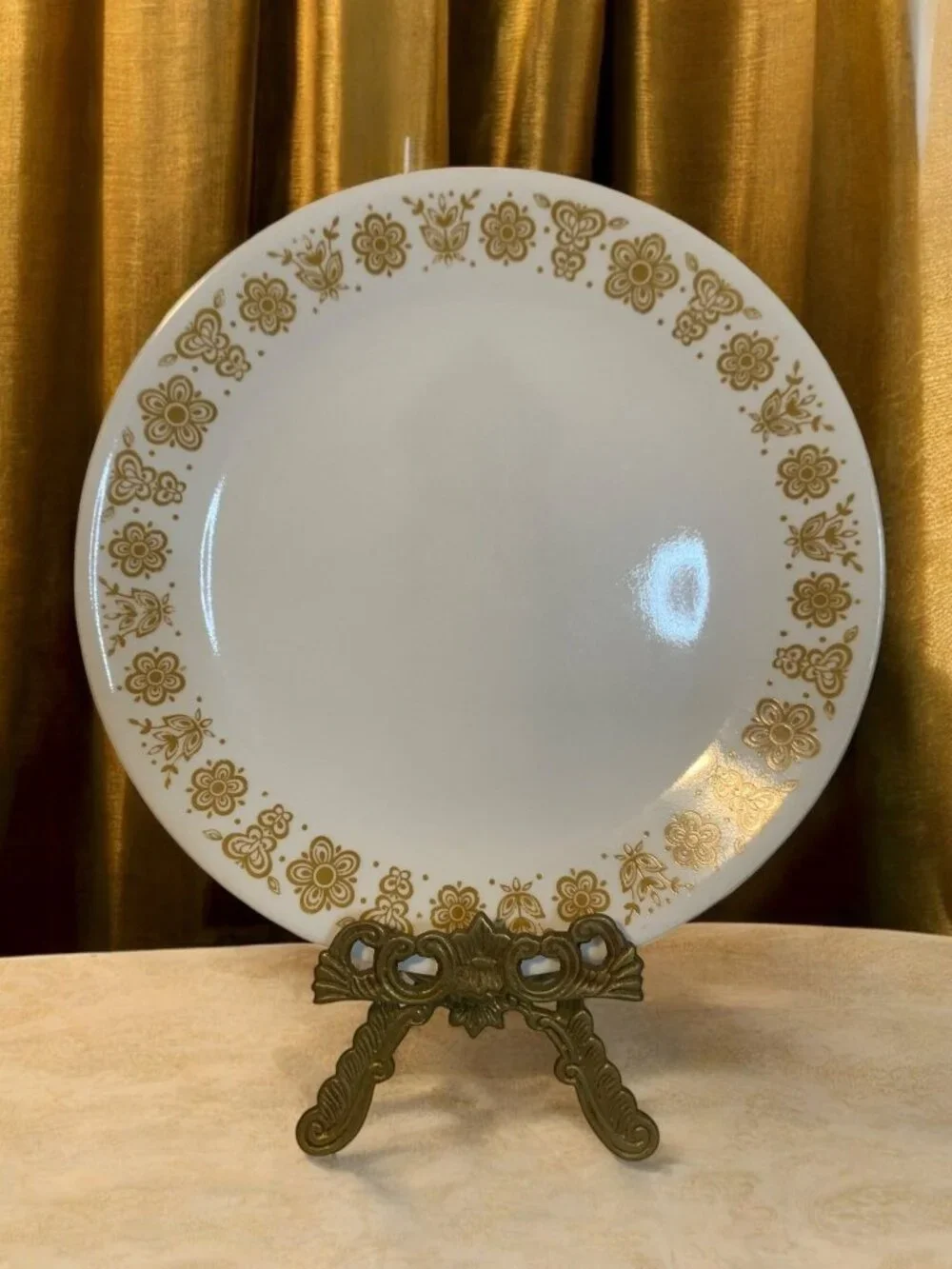 Vintage Corelle Butterfly Gold Dinner Plate Corning USA MCM Cottagecore Floral
